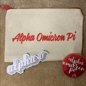 Alpha Omicron Pi sticker&pencil case&pin